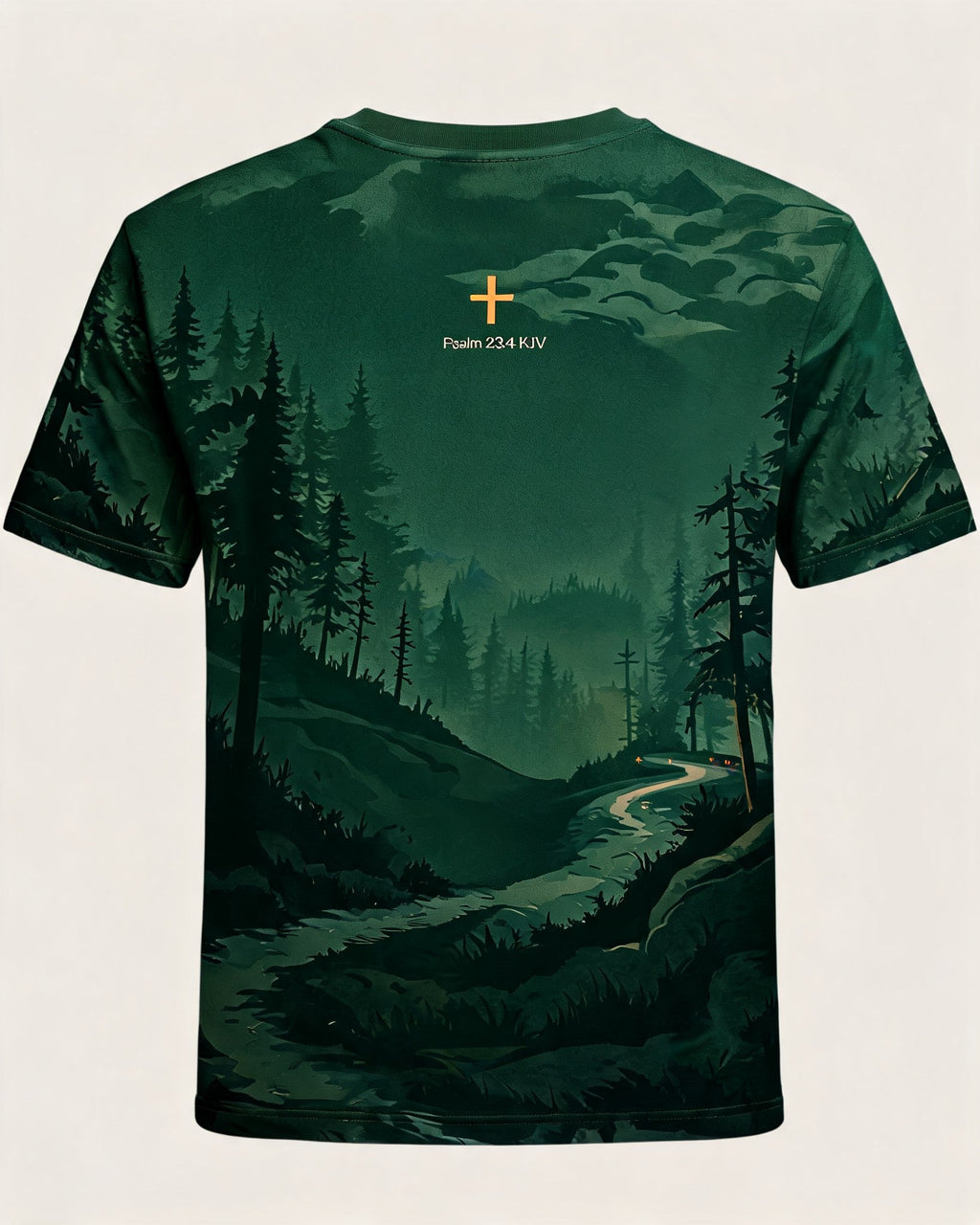Christian Shirt Green I Will Fear No Evil AOP Tee