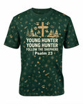 Christian Hunting Shirt Young Hunter Follow The Shepherd AOP Tee