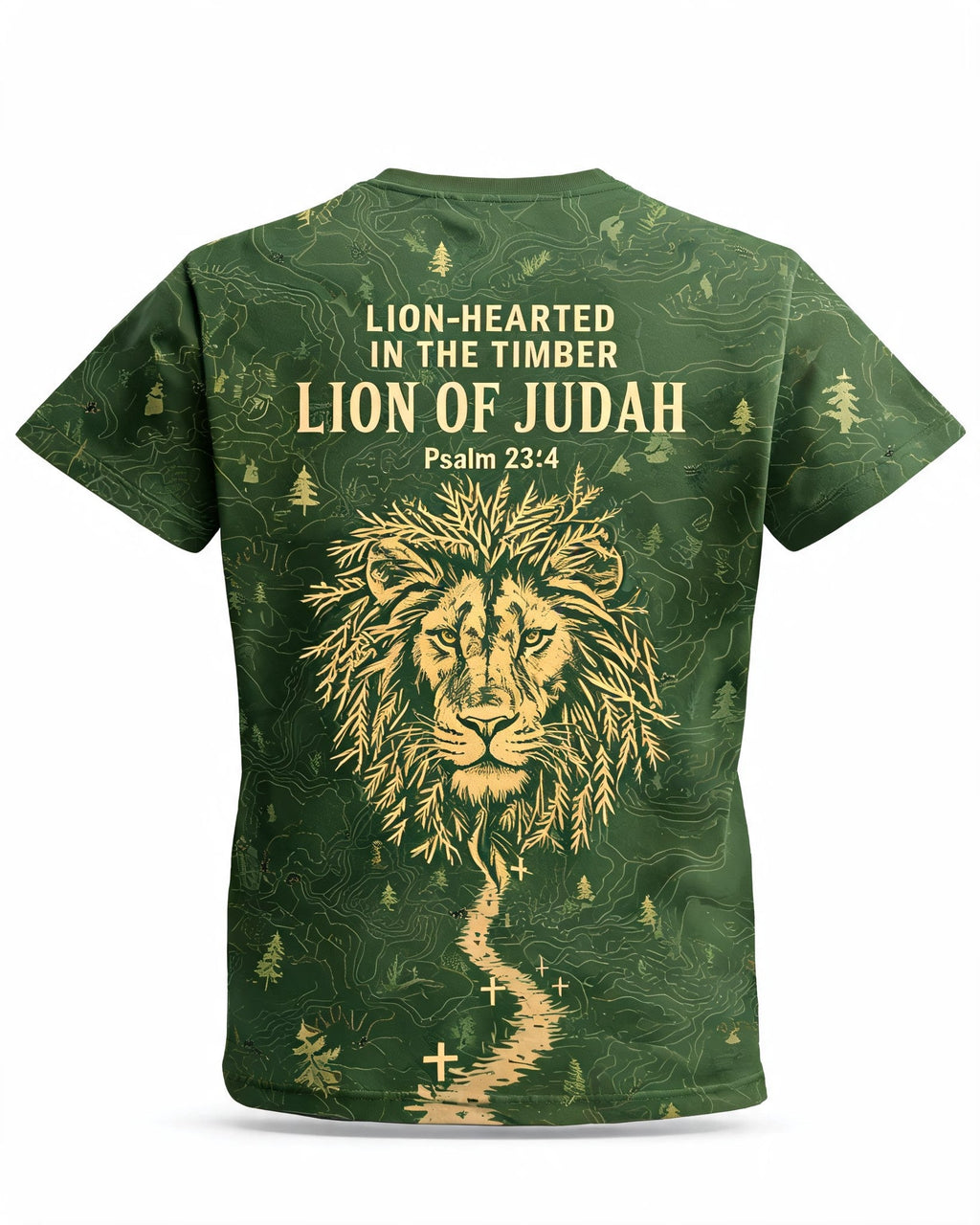 Christian Hunting Shirt Lion Hearted In The Timber AOP Tee