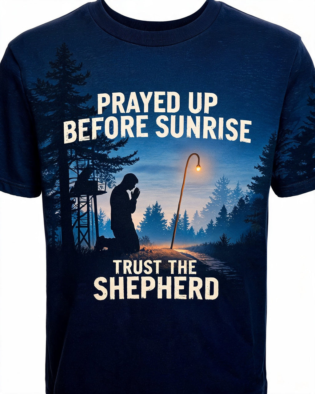 Christian Hunting Shirt Prayed Up Before Sunrise AOP Tee