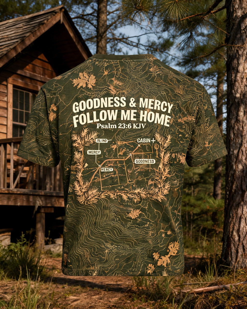 Christian Hunting Shirt Goodness And Mercy Vintage AOP Tee