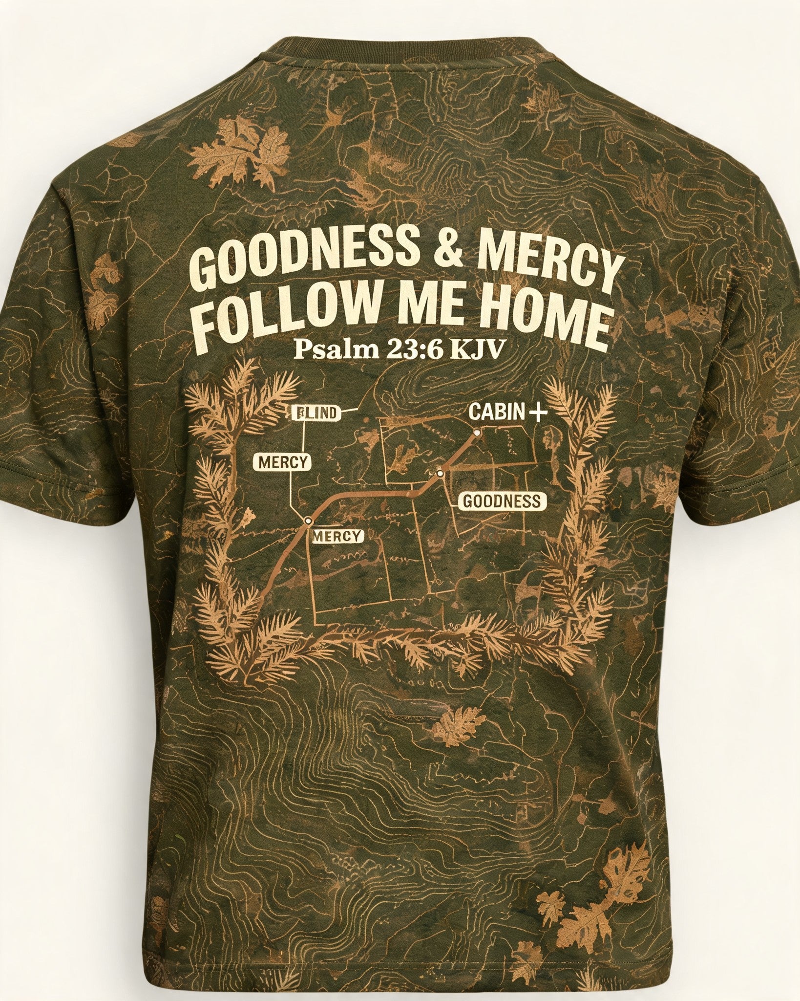 Christian Hunting Shirt Goodness And Mercy Vintage AOP Tee