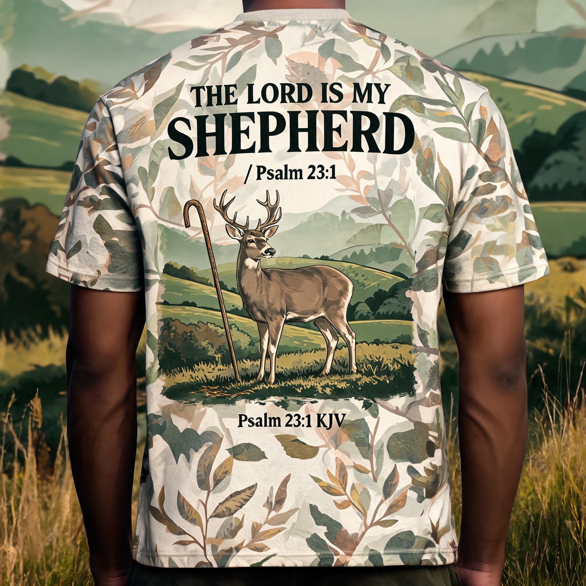 Christian Shirt Camo - The Lord Is My Shepherd Camo Hunter Short Sleeve AOP T-shirt