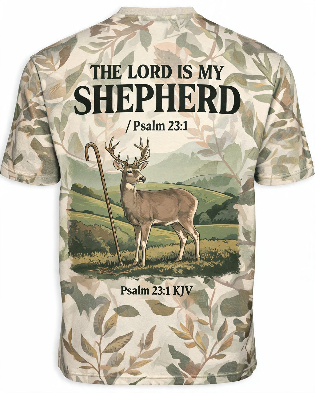 Christian Shirt Camo - The Lord Is My Shepherd Camo Hunter Short Sleeve AOP T-shirt