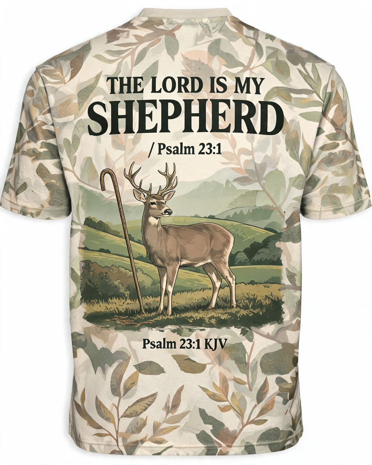 Christian Shirt Camo - The Lord Is My Shepherd Camo Hunter Short Sleeve AOP T-shirt
