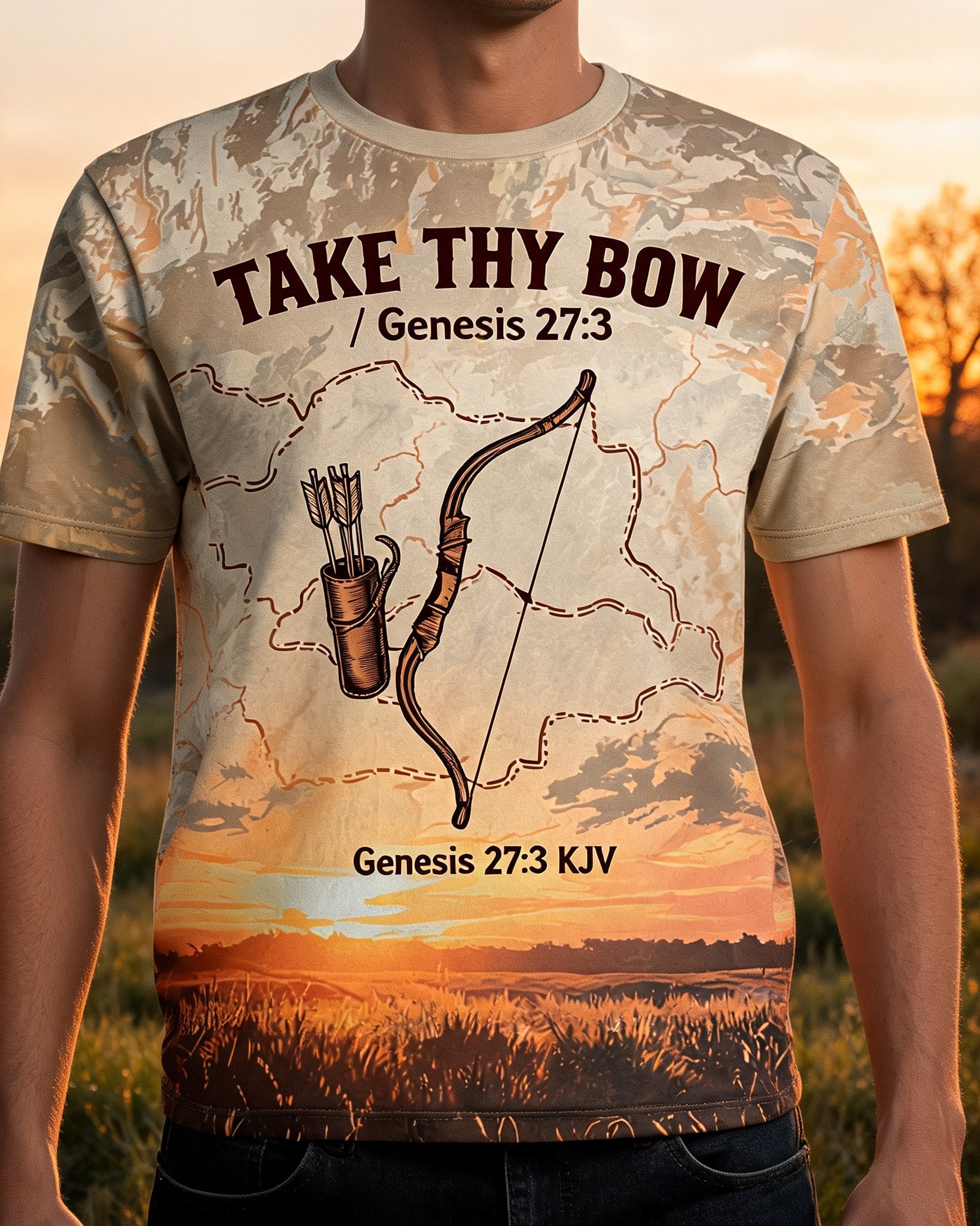Christian Hunting Shirts For Men - Take Thy Bow Field Hunter Short Sleeve AOP T-shirt