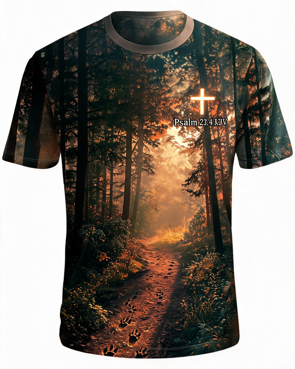 Christian Hunting Shirt - Deer Stand Woods Psalm Short Sleeve AOP T-shirt
