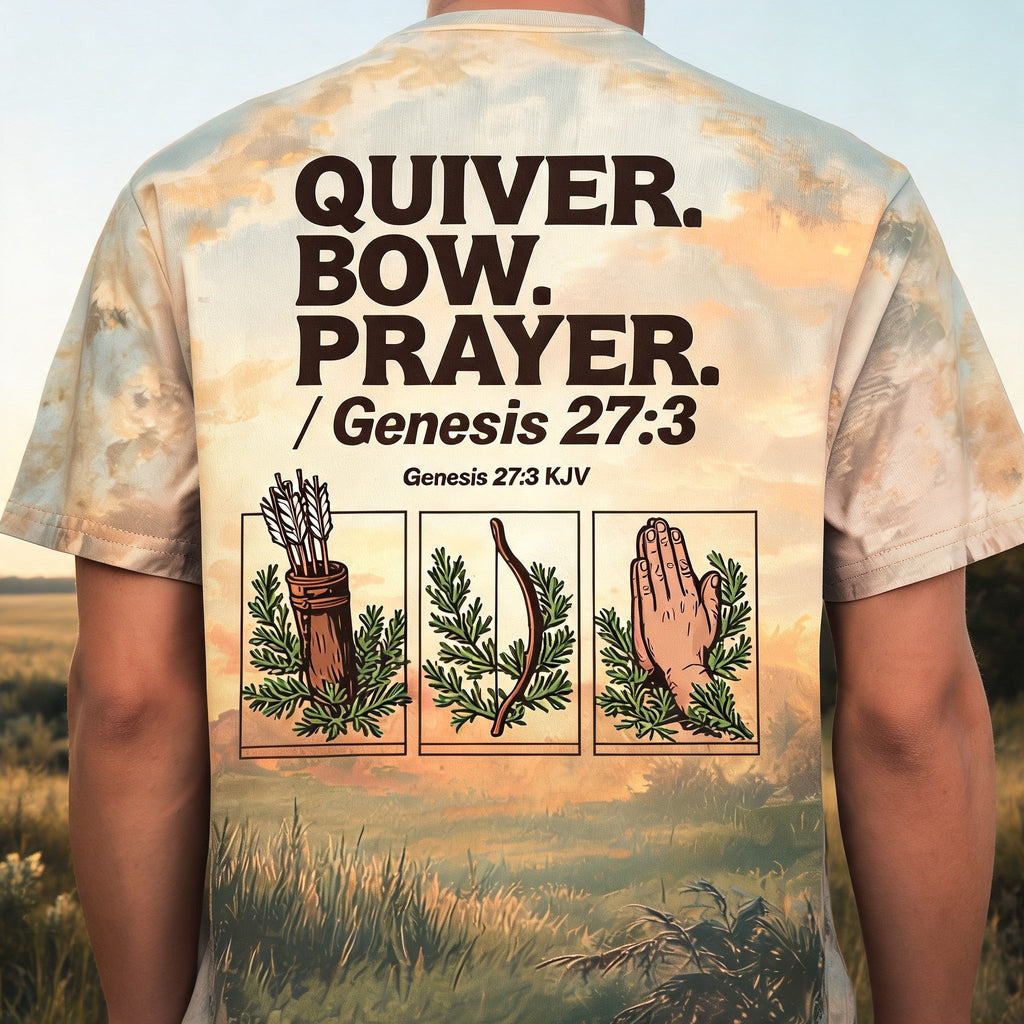 Christian Hunting Shirt - Quiver Bow Prayer Hunter Short Sleeve AOP T-shirt