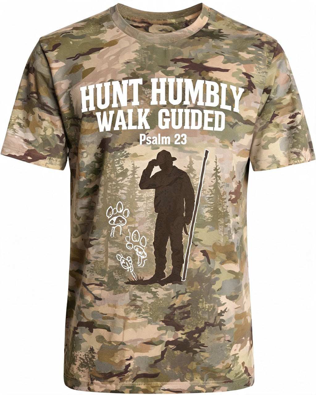 Christian Hunting Shirts For Men - Hunt Humbly Walk Guided Short Sleeve AOP T-shirt