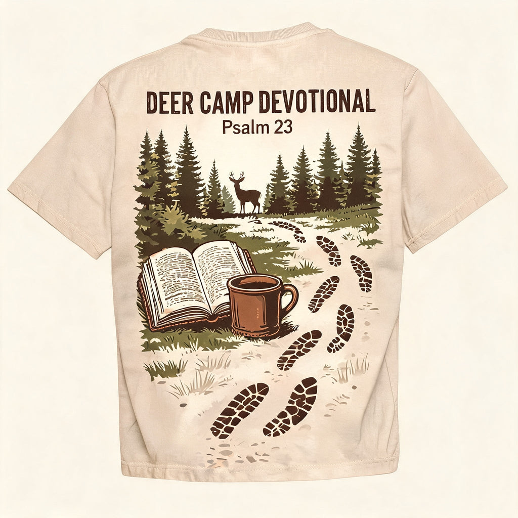 Christian Hunting Shirts For Men - Deer Camp Devotional Short Sleeve AOP T-shirt