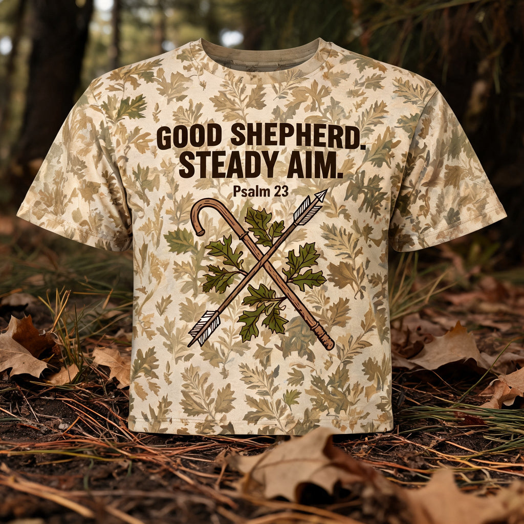 Christian Hunting Shirt - Good Shepherd Steady Aim Short Sleeve AOP T-shirt