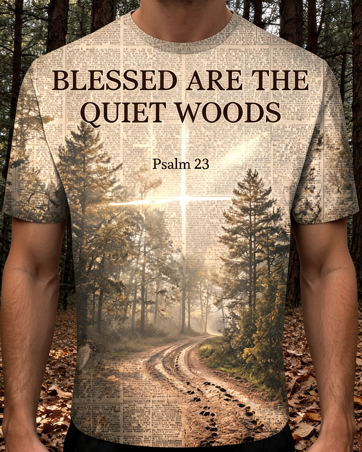 Christian Hunting Shirt - Blessed Are The Quiet Woods Short Sleeve AOP T-shirt