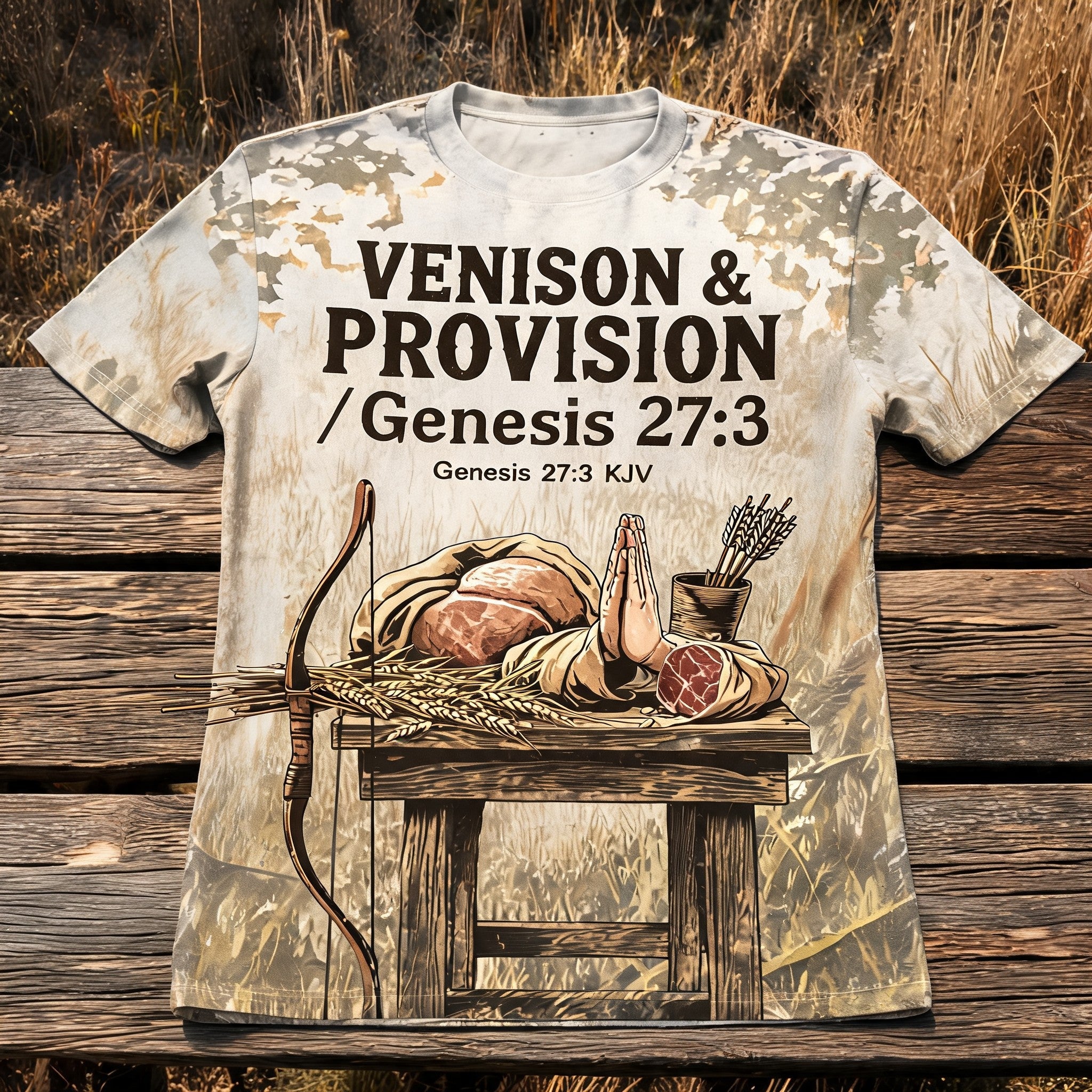 Christian Hunting Shirts For Men - Venison And Provision Short Sleeve AOP T-shirt