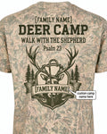 Christian Hunting Shirts For Men - Custom Name Deer Camp Faith Short Sleeve AOP T-shirt