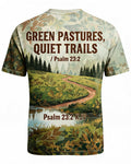 Green Pastures Quiet Trails Christian Hunting Shirt Short Sleeve AOP T-shirt
