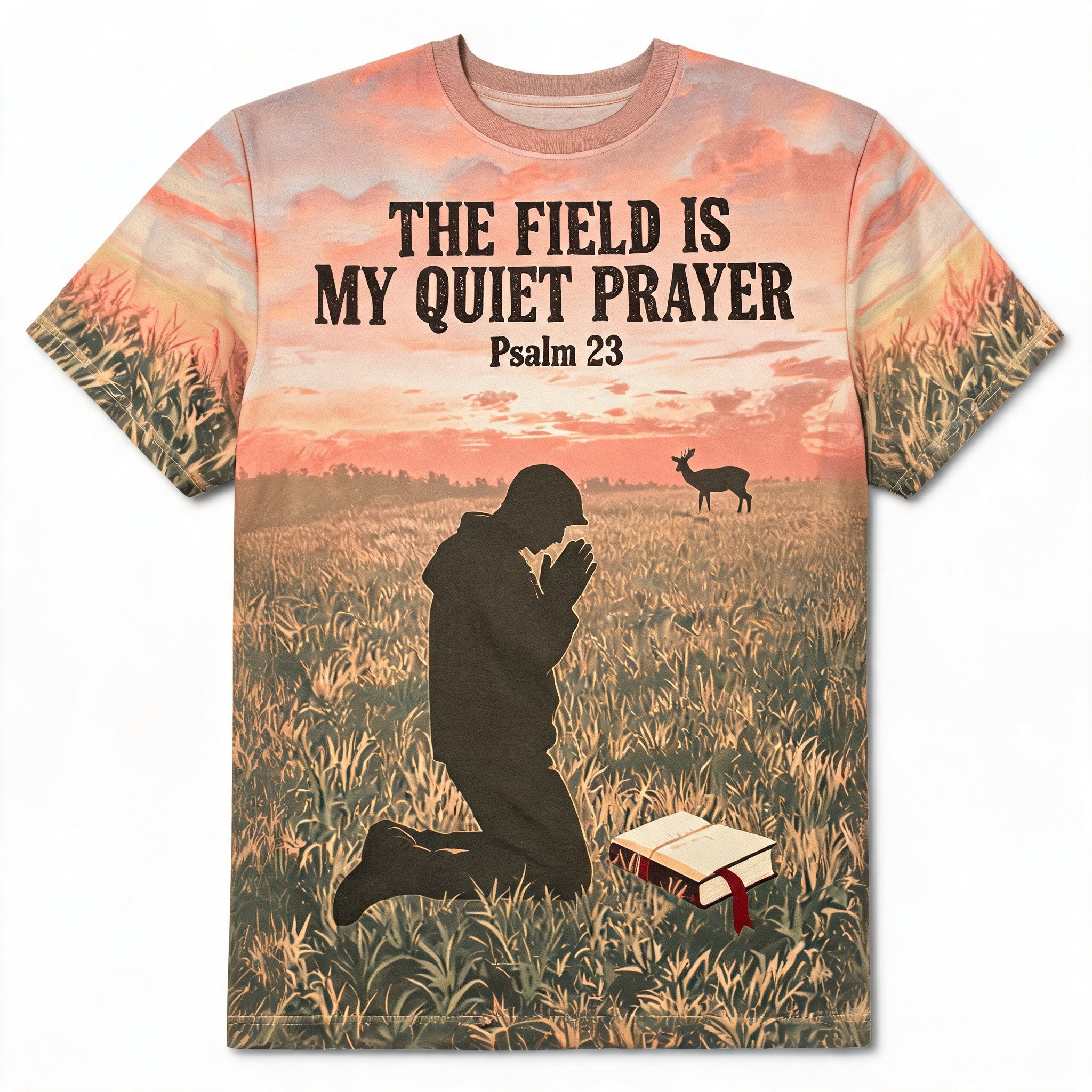 Christian Hunting Shirts For Men - The Field Is My Quiet Prayer Short Sleeve AOP T-shirt