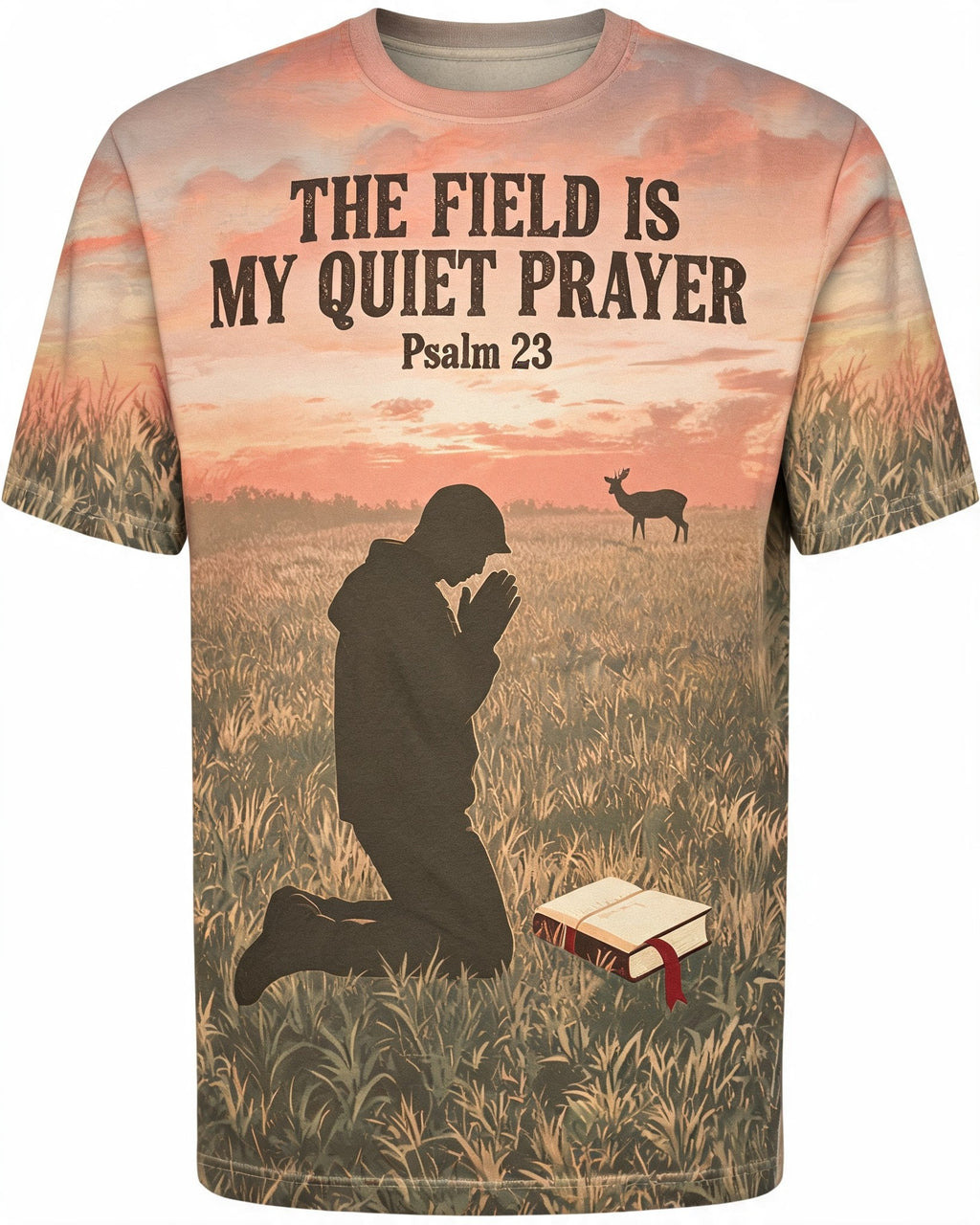 Christian Hunting Shirts For Men - The Field Is My Quiet Prayer Short Sleeve AOP T-shirt