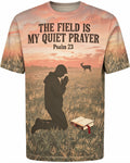Christian Hunting Shirts For Men - The Field Is My Quiet Prayer Short Sleeve AOP T-shirt