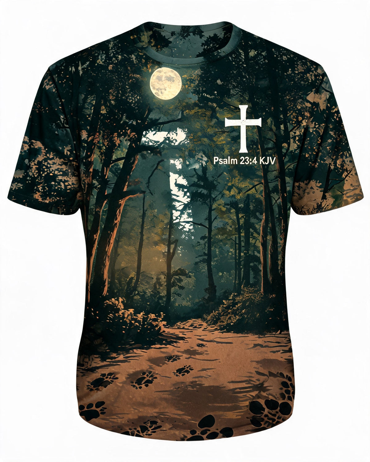 Christian Hunting Shirt - No Fear In These Woods Short Sleeve AOP T-shirt