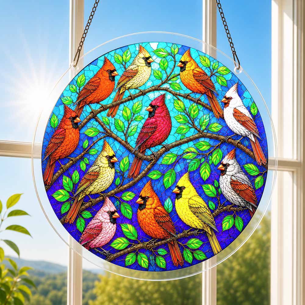 Acrylic Jigsaw Puzzle Suncatcher - Cardinal Chorus