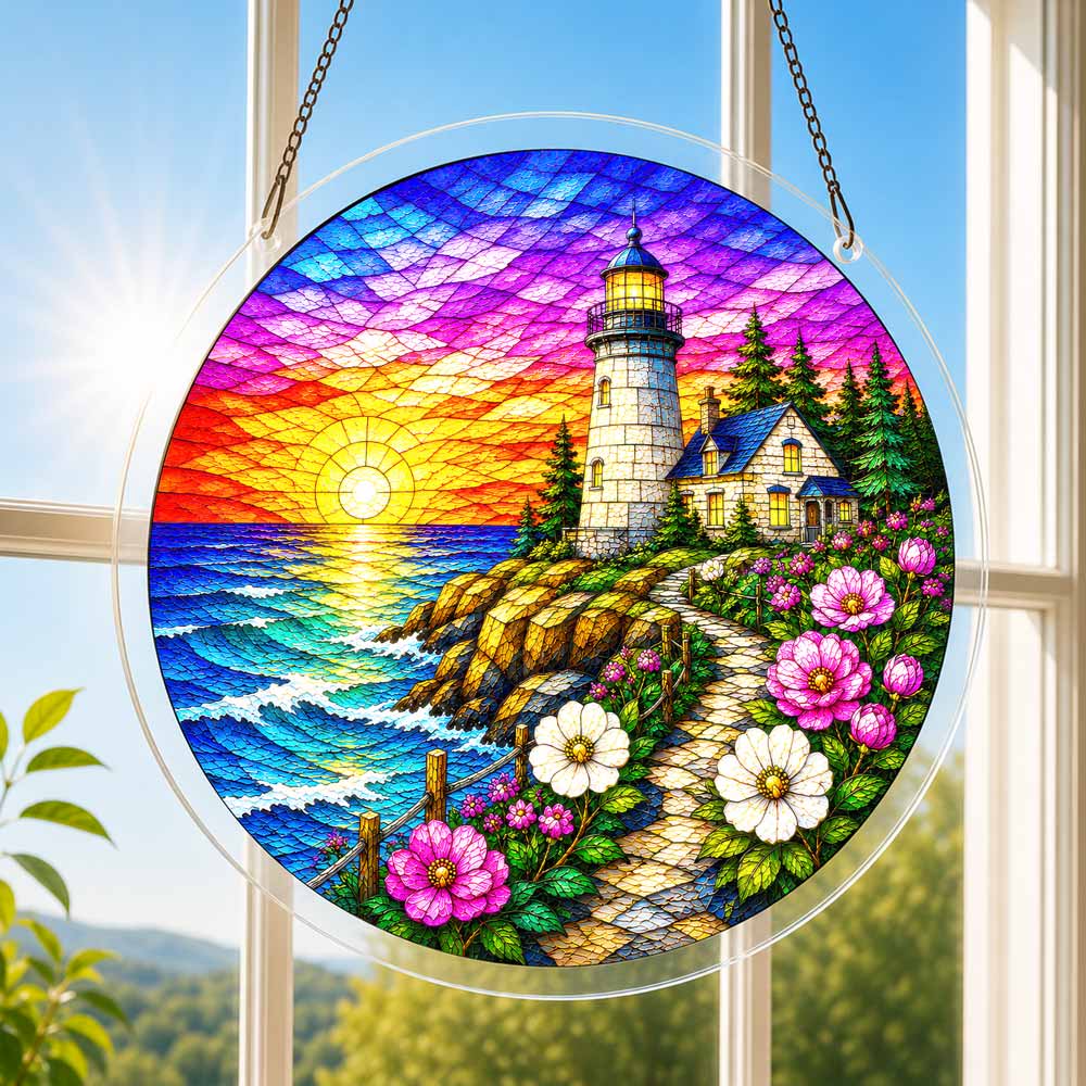 Acrylic Jigsaw Puzzle Suncatcher - Coastal Lighthouse