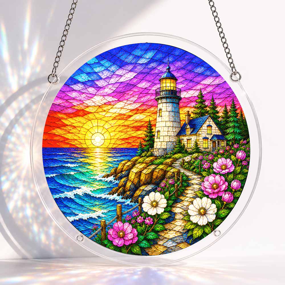 Acrylic Jigsaw Puzzle Suncatcher - Coastal Lighthouse