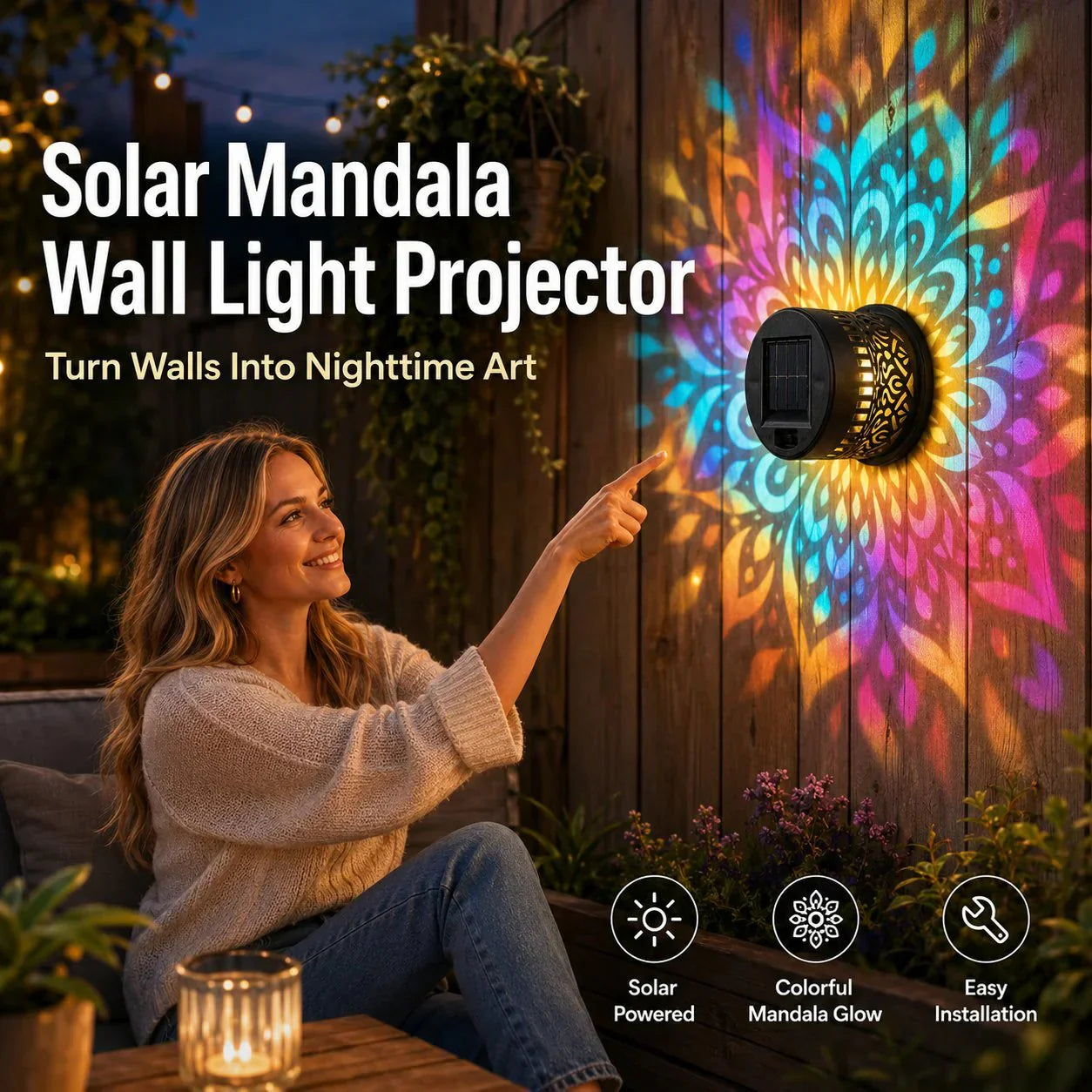 🏵️💓Surprise Price: Only £7.99!!🔥Solar-Powered Mandala Projector Light🎁🏠