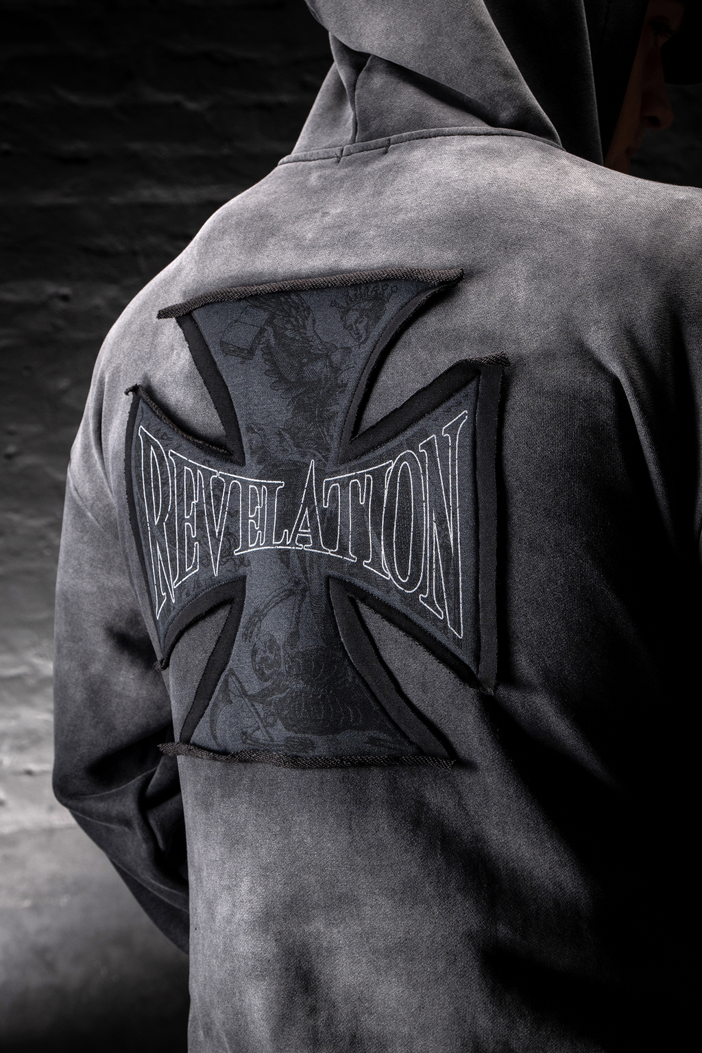 Crusader Cross Hoodie - Acid Wash