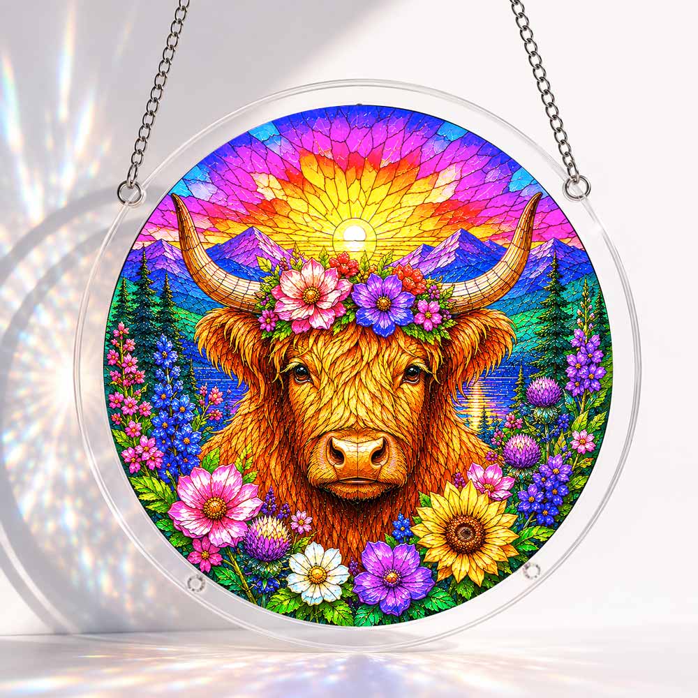 Acrylic Jigsaw Puzzle Suncatcher - Highland Cow