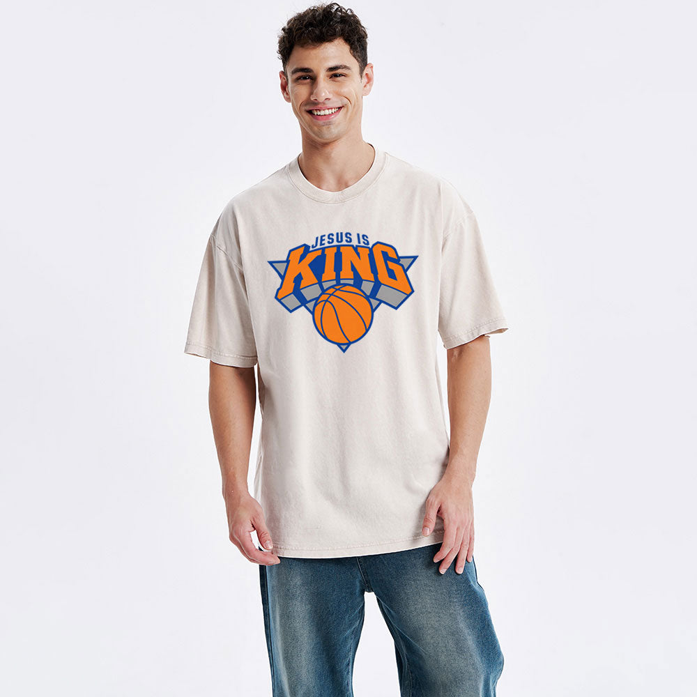 Jesus Is King Christian Washed T-Shirt