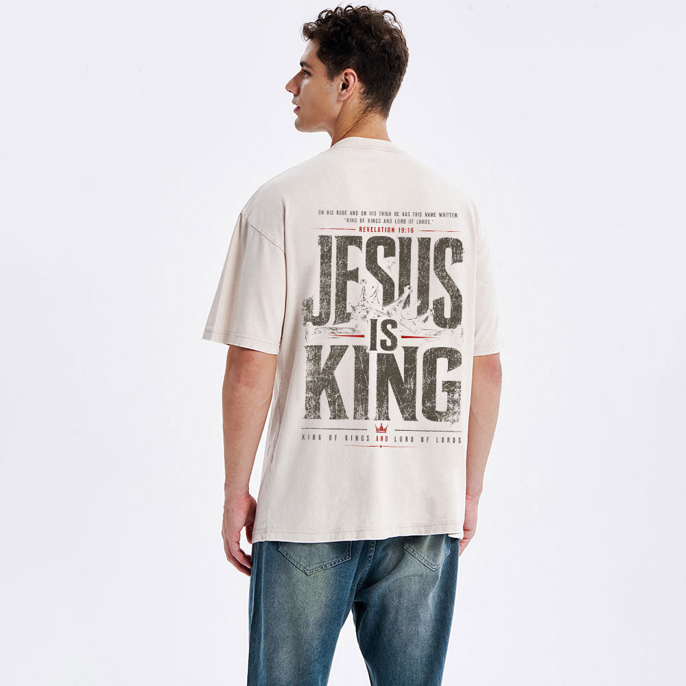 Jesus Is King Christian Washed T-Shirt