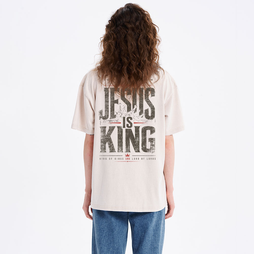Jesus Is King Christian Washed T-Shirt