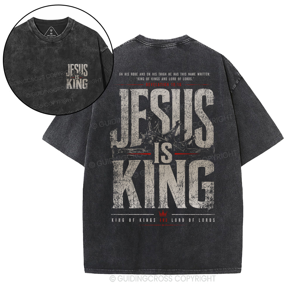 Jesus Is King Christian Washed T-Shirt