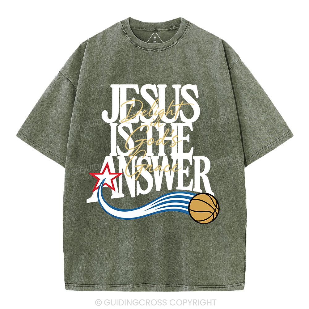 Jesus The Answer Christian Washed T-Shirt