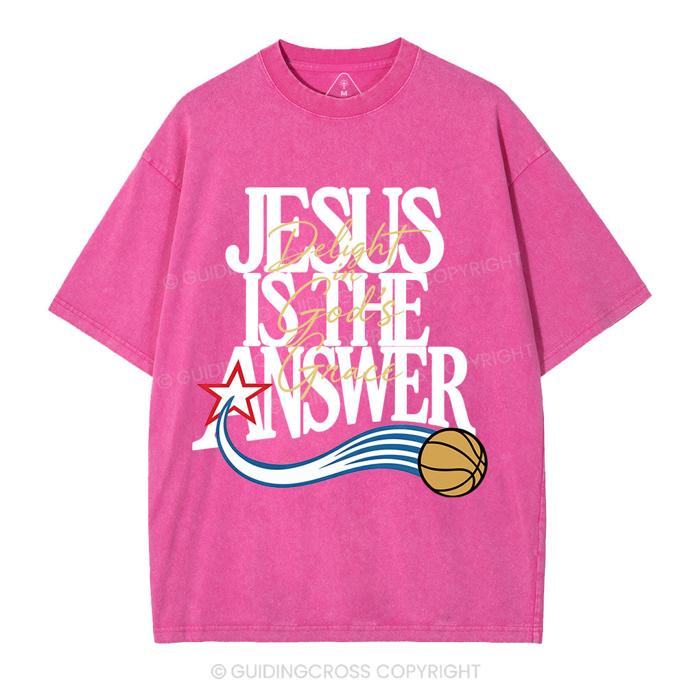 Jesus The Answer Christian Washed T-Shirt