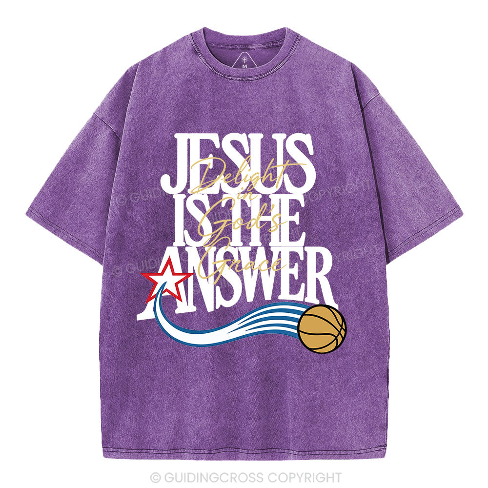 Jesus The Answer Christian Washed T-Shirt