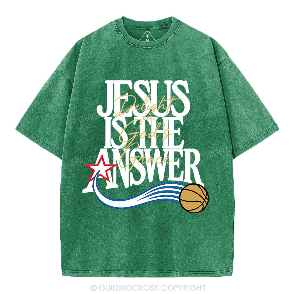 Jesus The Answer Christian Washed T-Shirt