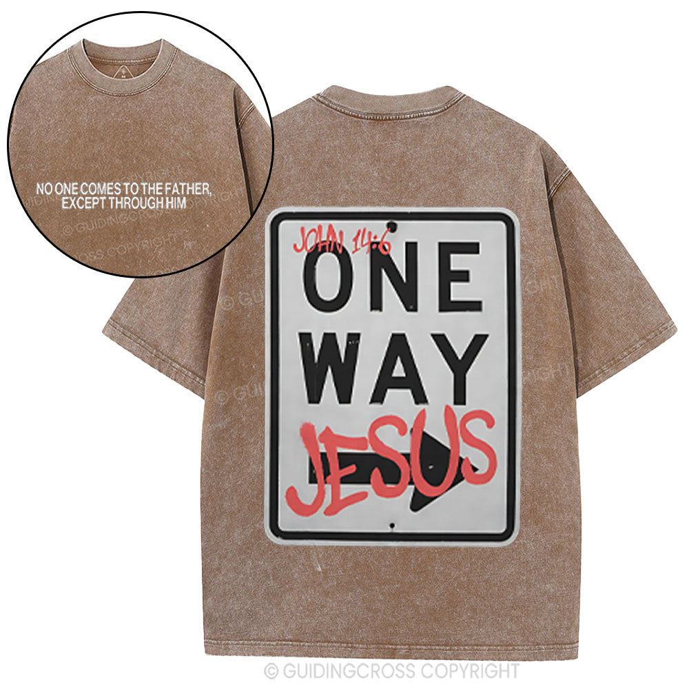 Jesus The One Way Christian Washed T-Shirt