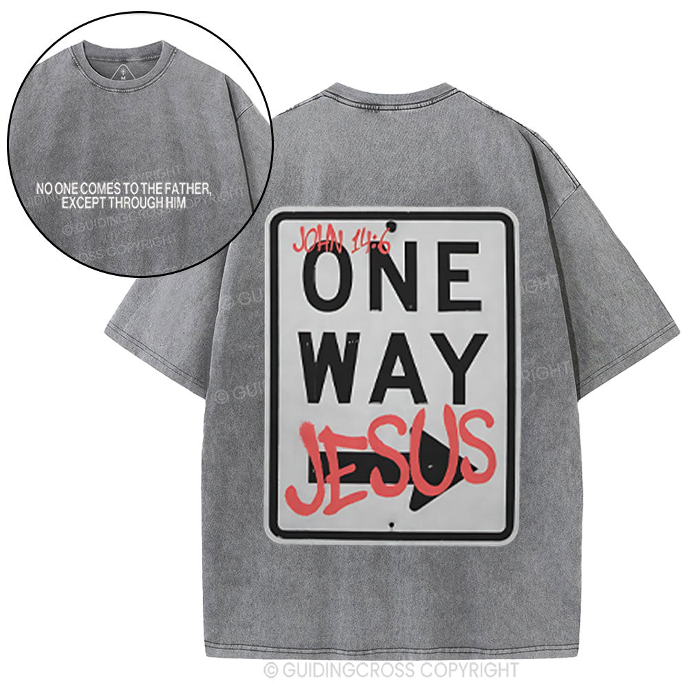 Jesus The One Way Christian Washed T-Shirt