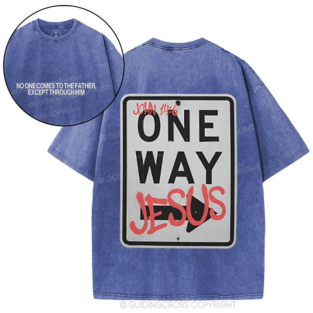 Jesus The One Way Christian Washed T-Shirt