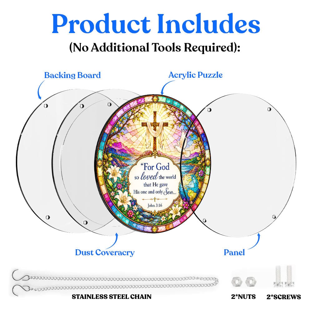 Acrylic Jigsaw Puzzle Suncatcher - John 3:16