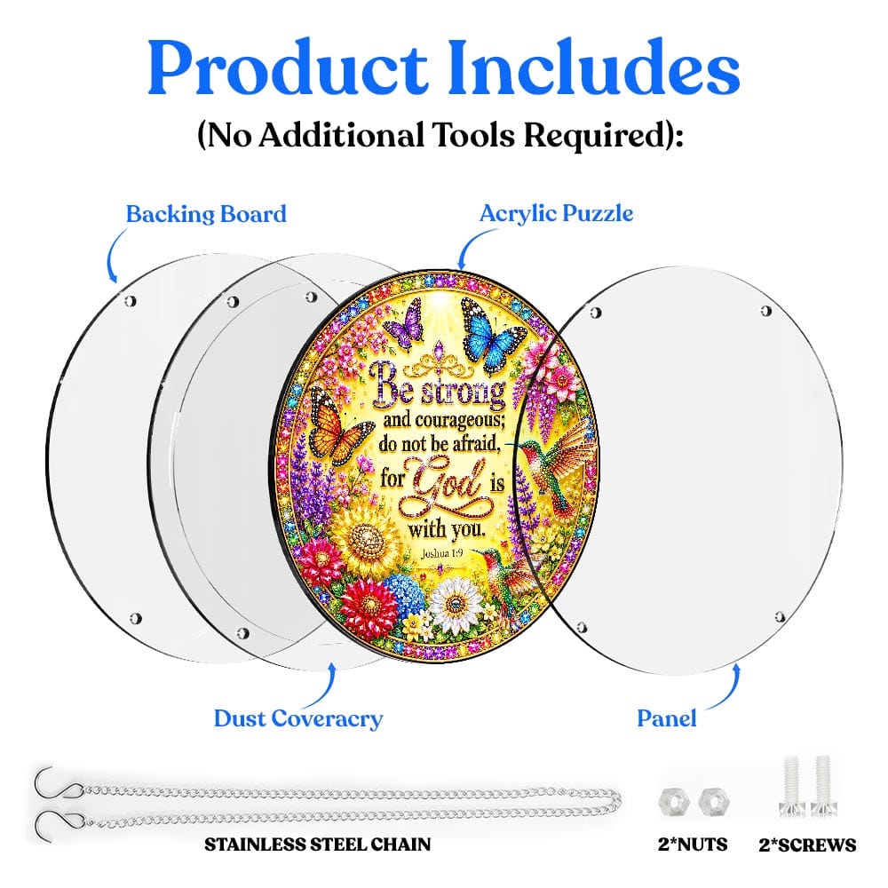 Acrylic Jigsaw Puzzle Suncatcher - Joshua 1:9