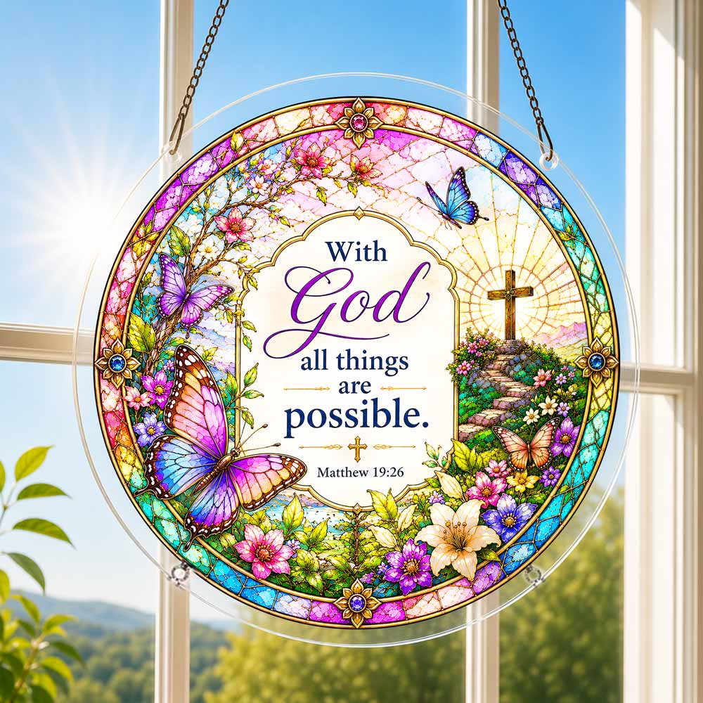 Acrylic Jigsaw Puzzle Suncatcher - Matthew 19:26