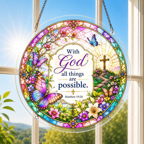 Acrylic Jigsaw Puzzle Suncatcher - Matthew 19:26