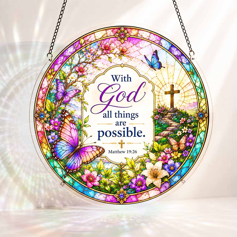 Acrylic Jigsaw Puzzle Suncatcher - Matthew 19:26