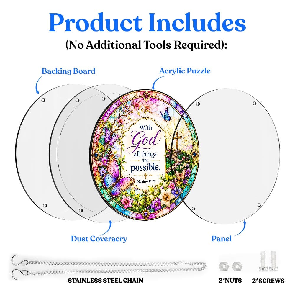 Acrylic Jigsaw Puzzle Suncatcher - Matthew 19:26