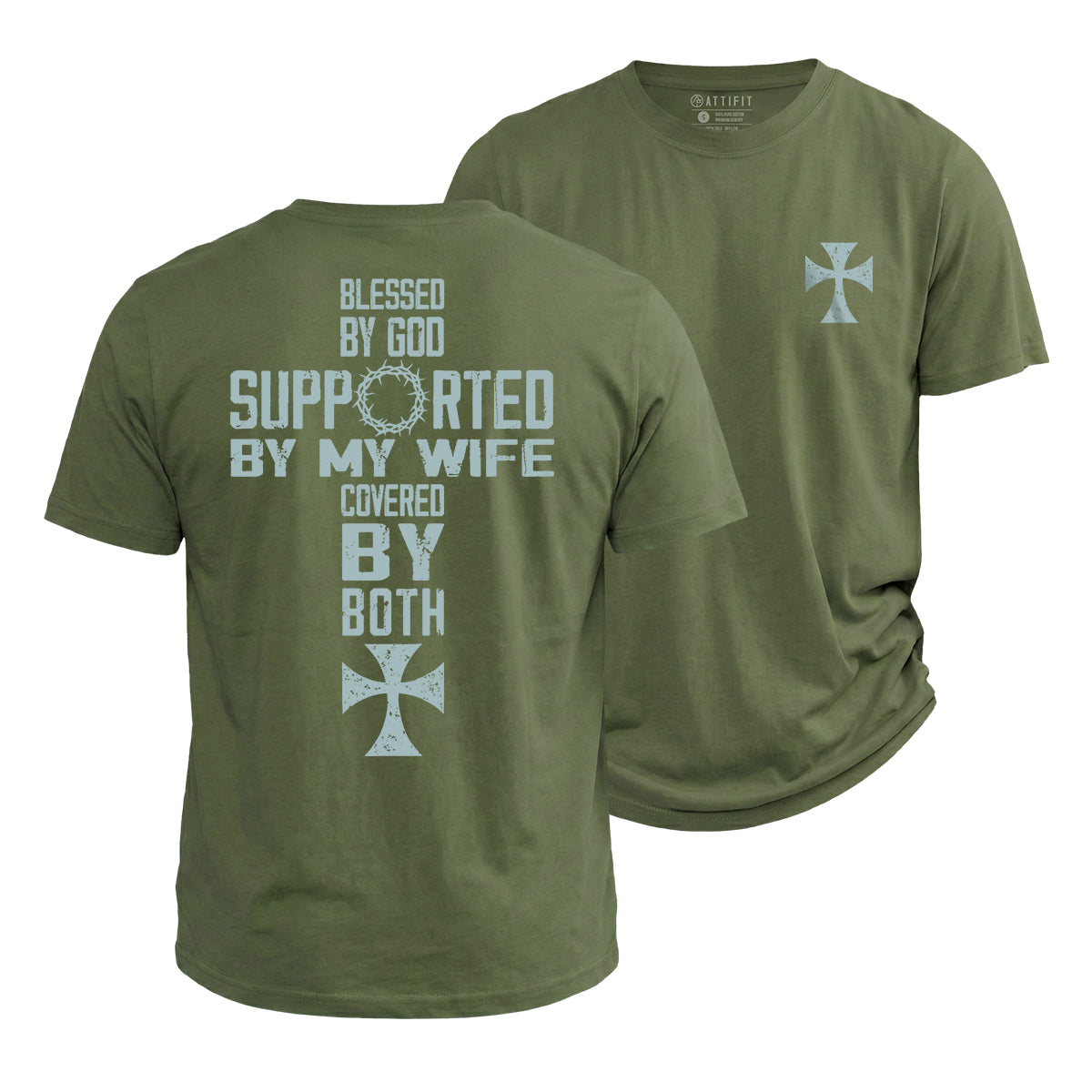 Covered By God And Wife Cotton T-Shirt