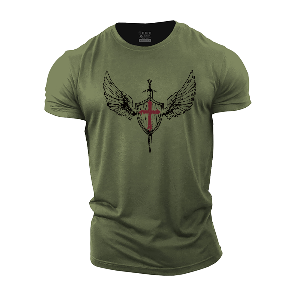 Knight Shield Cross Cotton T-Shirt