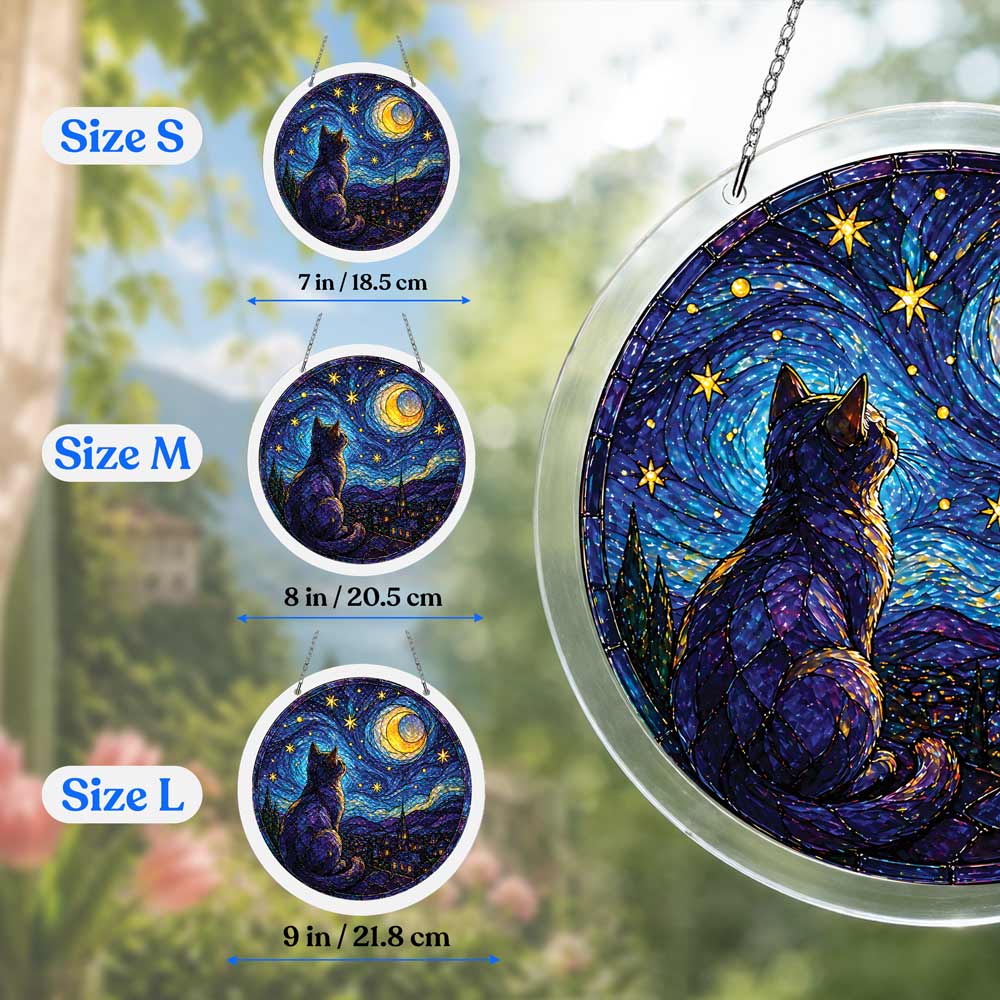 Acrylic Jigsaw Puzzle Suncatcher - Moonlit Cat