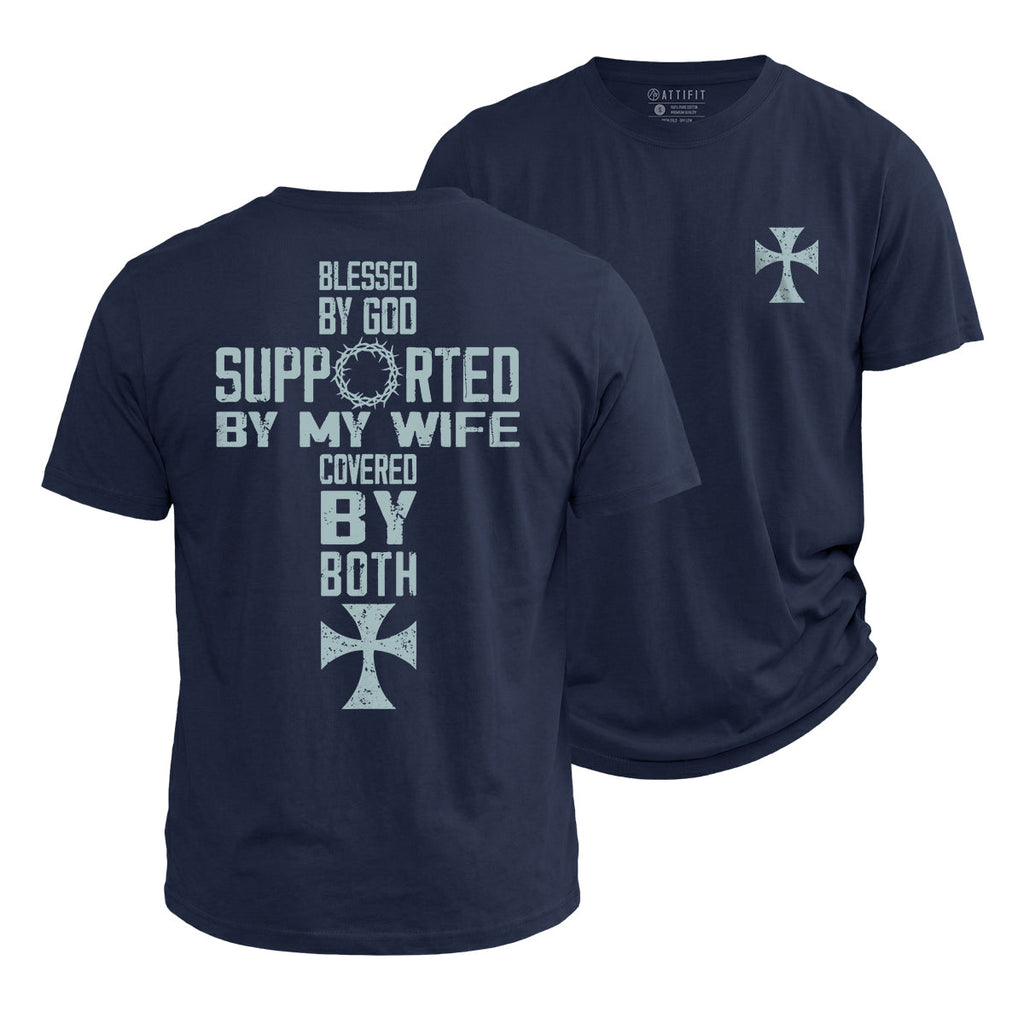 Covered By God And Wife Cotton T-Shirt